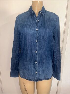 Adriano Goldschmied Women’s Button Down Long Sleeve Denim Shirt Size M